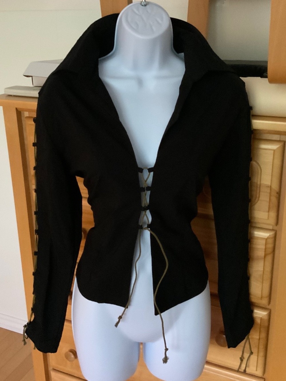 Women’s laced-up blouse, size small to medium, colour black